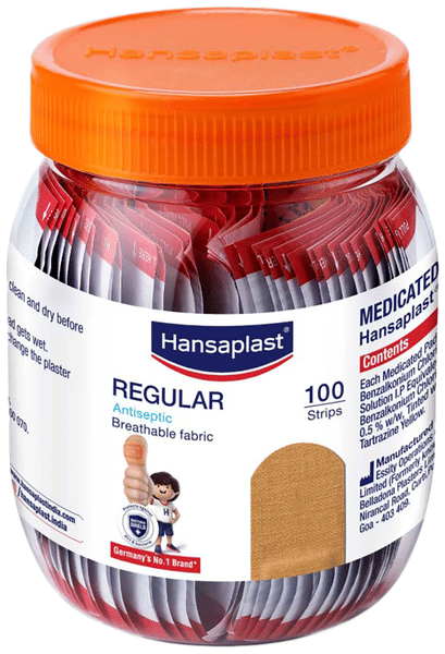 Hansaplast Regular Bandage strip | For cuts & wounds | Breathable fabric | Skin Colour