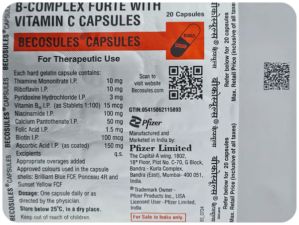 Becosules Capsule with B-Complex & Vitamin C | For Mouth Ulcers