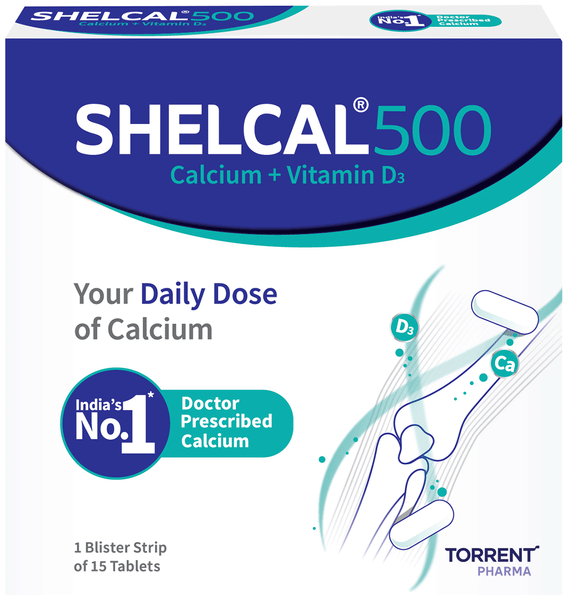 Shelcal 500 Calcium+Vitamin D3 Tablet | For Bones, Joints, Muscles Care | Supports Immunity | Daily Mineral Blend