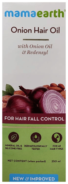 Mamaearth Onion Hair Oil for All Hair Types | Mineral & Silicone-Free | Hairfall Control and Healthy Hair Growth
