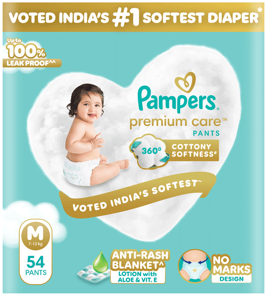 Pampers Premium Care Pants | No Marks Design | India’s Softest Diaper | Size Medium