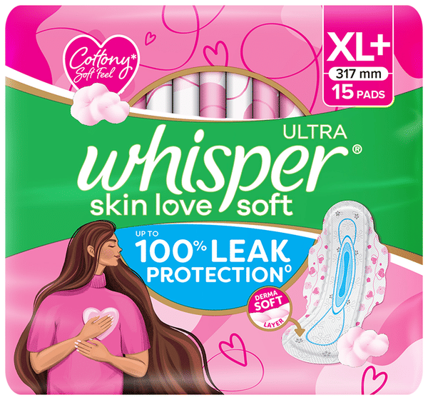 Whisper Ultra Skin Love Soft Sanitary Pads for Women XL+