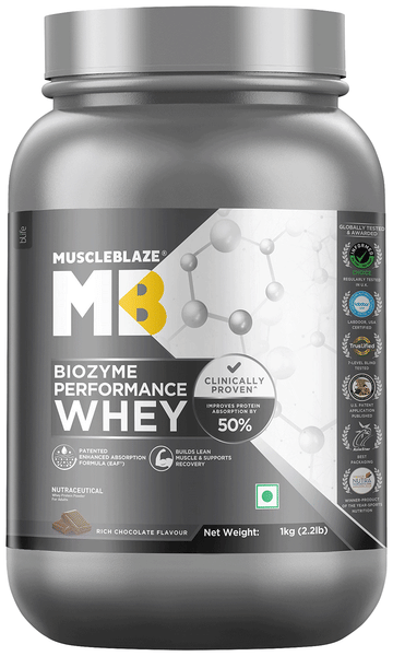 MuscleBlaze Biozyme Performance Whey Protein Powder | Flavour Rich Chocolate